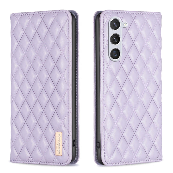 For Samsung Galaxy S25 5G Diamond Lattice Magnetic Leather Flip Phone Case(Purple)