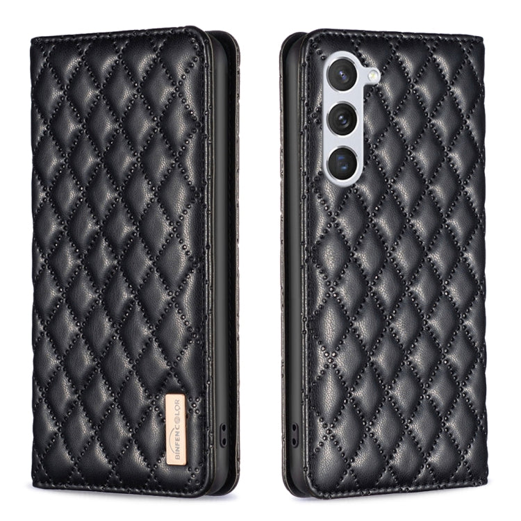 For Samsung Galaxy S25 5G Diamond Lattice Magnetic Leather Flip Phone Case(Black)