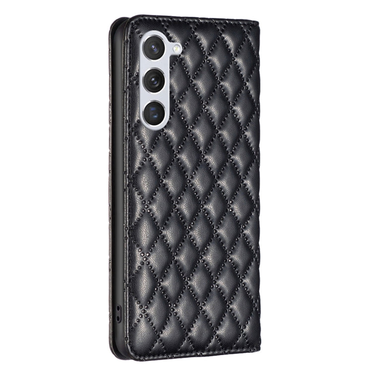 For Samsung Galaxy S25 5G Diamond Lattice Magnetic Leather Flip Phone Case(Black)