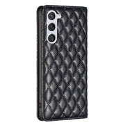 For Samsung Galaxy S25 5G Diamond Lattice Magnetic Leather Flip Phone Case(Black)