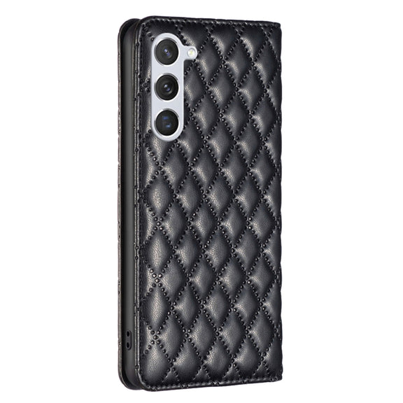 For Samsung Galaxy S25 5G Diamond Lattice Magnetic Leather Flip Phone Case(Black)