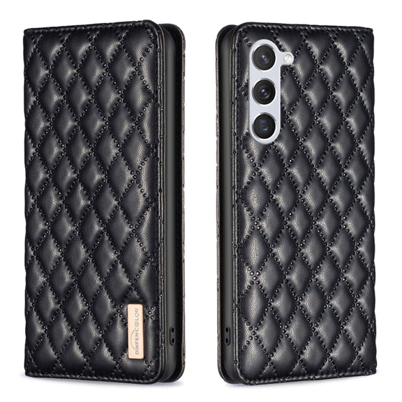 For Samsung Galaxy S25 5G Diamond Lattice Magnetic Leather Flip Phone Case(Black)