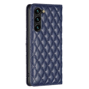 For Samsung Galaxy S25+ 5G Diamond Lattice Magnetic Leather Flip Phone Case(Blue)