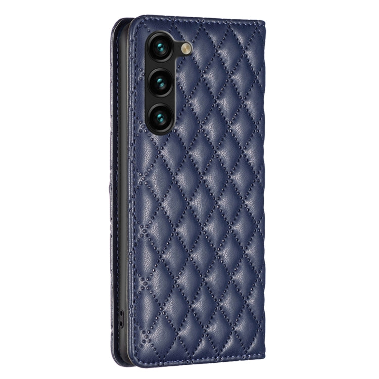 For Samsung Galaxy S25+ 5G Diamond Lattice Magnetic Leather Flip Phone Case(Blue)