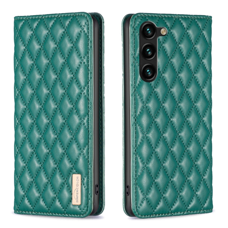 For Samsung Galaxy S25+ 5G Diamond Lattice Magnetic Leather Flip Phone Case(Green)