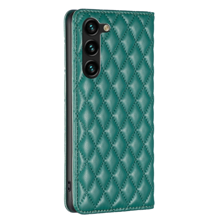 For Samsung Galaxy S25+ 5G Diamond Lattice Magnetic Leather Flip Phone Case(Green)