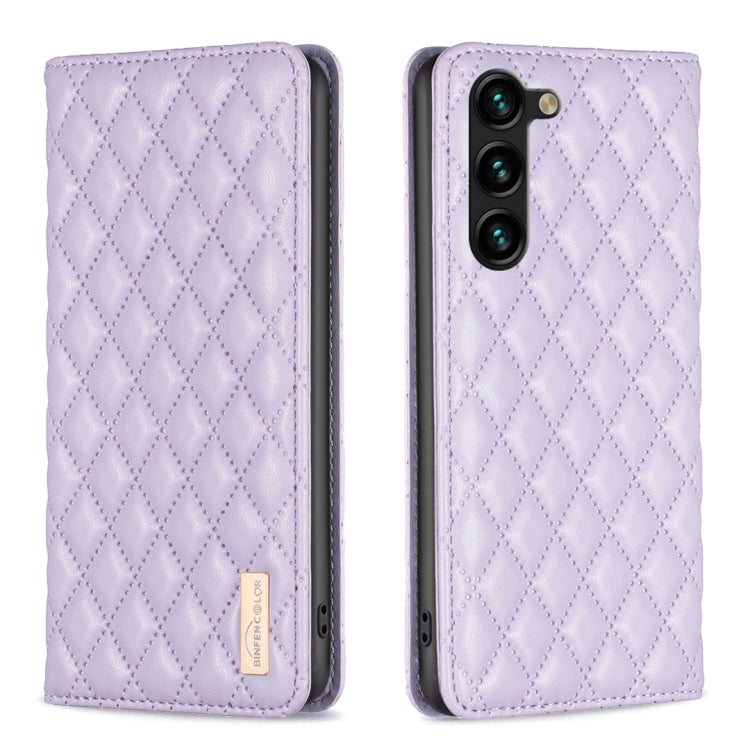 For Samsung Galaxy S25+ 5G Diamond Lattice Magnetic Leather Flip Phone Case(Purple)