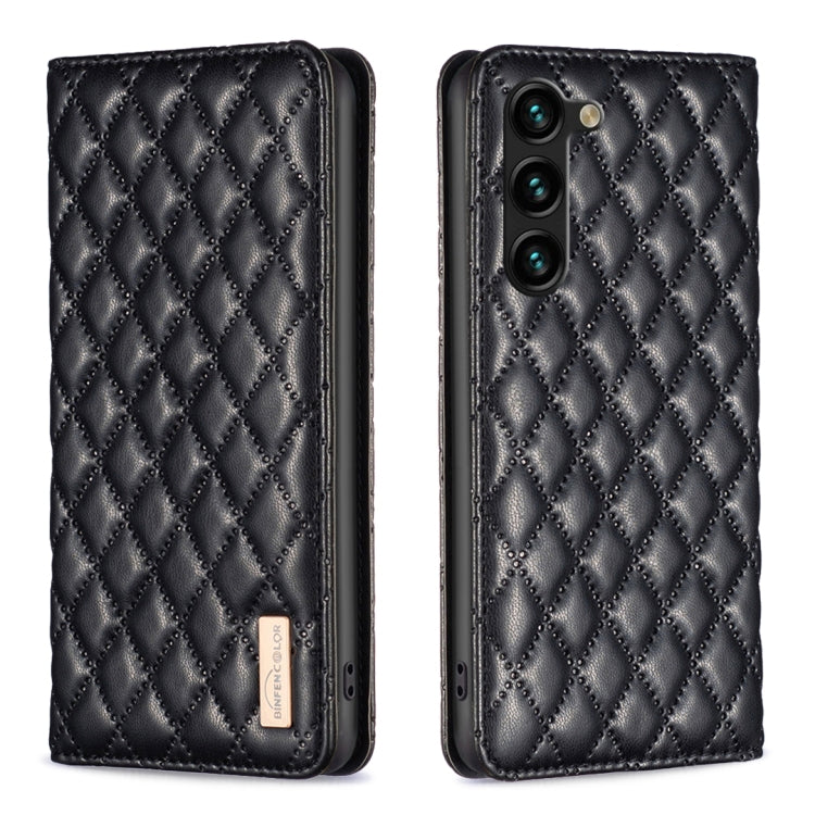 For Samsung Galaxy S25+ 5G Diamond Lattice Magnetic Leather Flip Phone Case(Black)