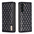 For Samsung Galaxy S25+ 5G Diamond Lattice Magnetic Leather Flip Phone Case(Black) - Galaxy S25+ 5G Cases by PMC Jewellery | Online Shopping South Africa | PMC Jewellery | Buy Now Pay Later Mobicred