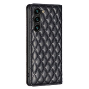 For Samsung Galaxy S25+ 5G Diamond Lattice Magnetic Leather Flip Phone Case(Black)