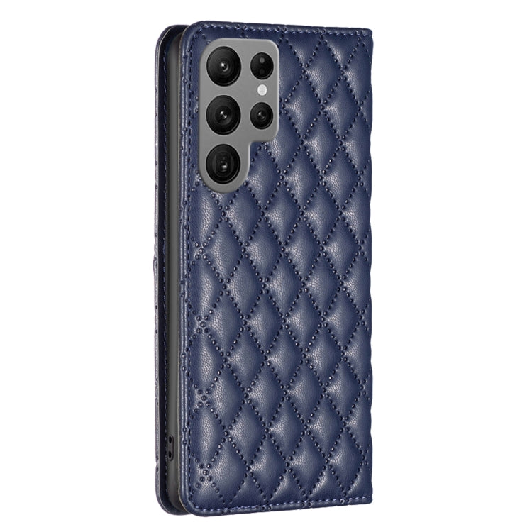 For Samsung Galaxy S25 Ultra 5G Diamond Lattice Magnetic Leather Flip Phone Case(Blue)