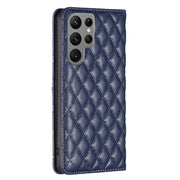 For Samsung Galaxy S25 Ultra 5G Diamond Lattice Magnetic Leather Flip Phone Case(Blue)