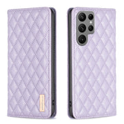 For Samsung Galaxy S25 Ultra 5G Diamond Lattice Magnetic Leather Flip Phone Case(Purple)