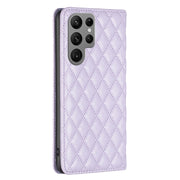 For Samsung Galaxy S25 Ultra 5G Diamond Lattice Magnetic Leather Flip Phone Case(Purple)