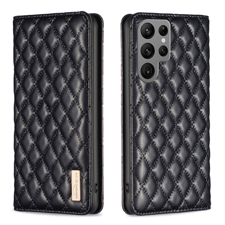 For Samsung Galaxy S25 Ultra 5G Diamond Lattice Magnetic Leather Flip Phone Case(Black)