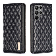 For Samsung Galaxy S25 Ultra 5G Diamond Lattice Magnetic Leather Flip Phone Case(Black)