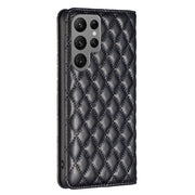 For Samsung Galaxy S25 Ultra 5G Diamond Lattice Magnetic Leather Flip Phone Case(Black)