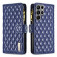 For Samsung Galaxy S25 Ultra 5G Diamond Lattice Zipper Wallet Leather Flip Phone Case(Blue) - Galaxy S25 Ultra 5G Cases by PMC TechLife | Online Shopping South Africa | PMC TechLife | Buy Now Pay Later Mobicred