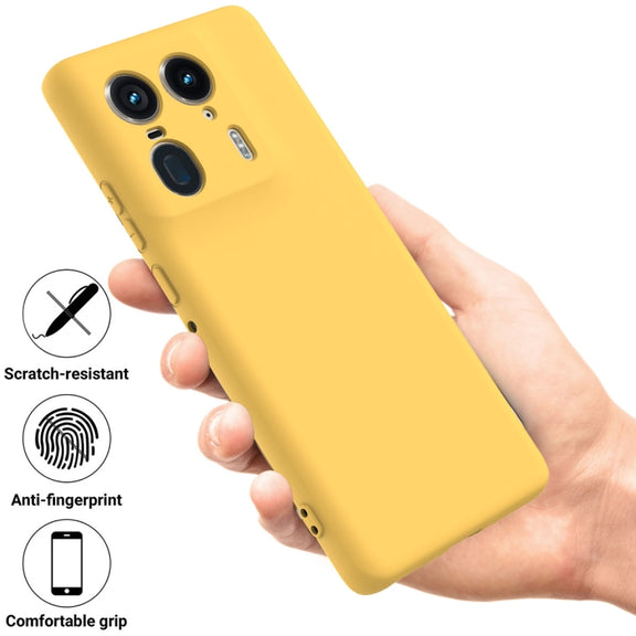 For Motorola Moto X50 Ultra Solid Color Liquid Silicone Dropproof Full Coverage Phone Case(Yellow)