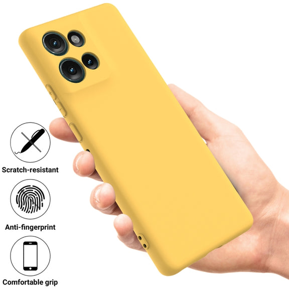 For Motorola Edge 50 Solid Color Liquid Silicone Dropproof Full Coverage Phone Case(Yellow)