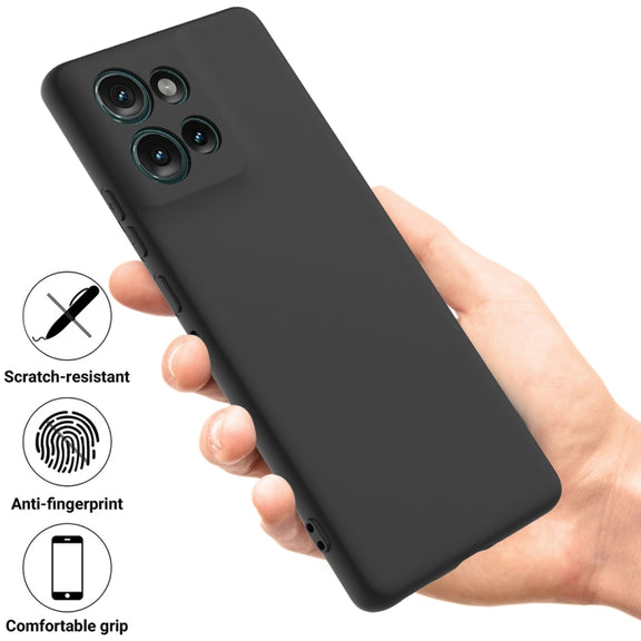 For Motorola Edge 50 Solid Color Liquid Silicone Dropproof Full Coverage Phone Case(Black)