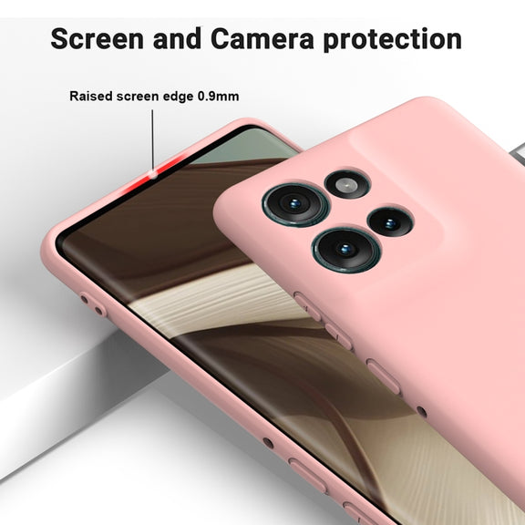 For Motorola Edge 50 Solid Color Liquid Silicone Dropproof Full Coverage Phone Case(Pink)