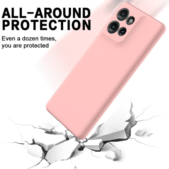 For Motorola Edge 50 Solid Color Liquid Silicone Dropproof Full Coverage Phone Case(Pink)