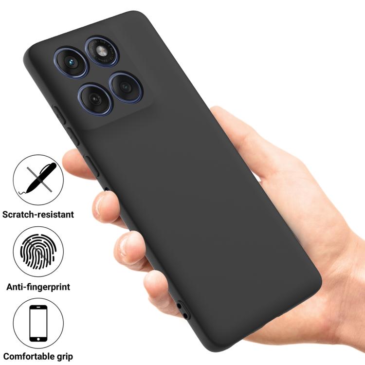 For Motorola Edge 60 Pro Solid Color Liquid Silicone Dropproof Full Coverage Phone Case(Black)