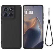 For Motorola Edge 60 Pro Solid Color Liquid Silicone Dropproof Full Coverage Phone Case(Black)