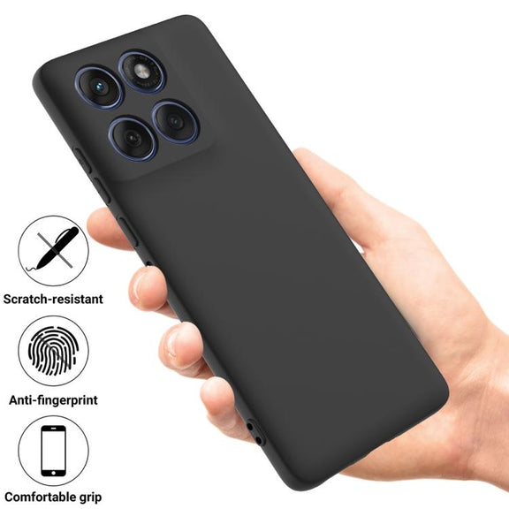 For Motorola Edge 60 Pro Solid Color Liquid Silicone Dropproof Full Coverage Phone Case(Black)