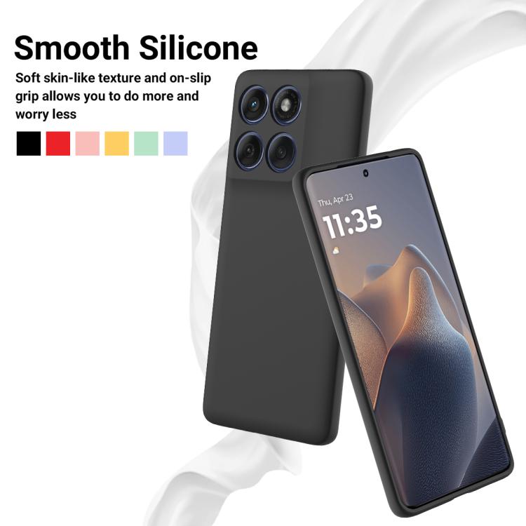 For Motorola Edge 60 Pro Solid Color Liquid Silicone Dropproof Full Coverage Phone Case(Black)