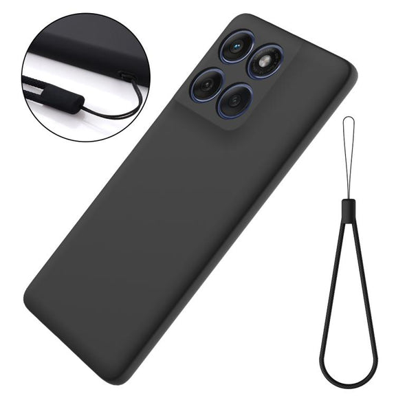 For Motorola Edge 60 Pro Solid Color Liquid Silicone Dropproof Full Coverage Phone Case(Black)
