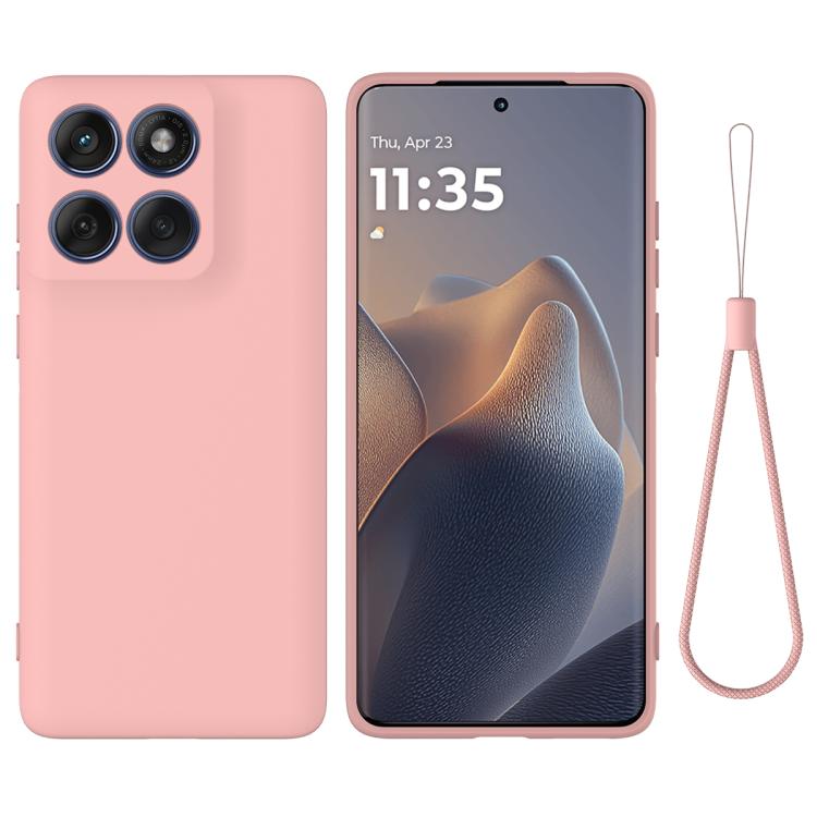 For Motorola Edge 60 Pro Solid Color Liquid Silicone Dropproof Full Coverage Phone Case(Pink)