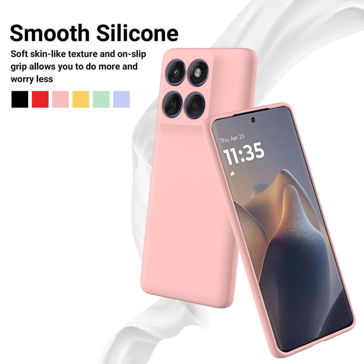 For Motorola Edge 60 Pro Solid Color Liquid Silicone Dropproof Full Coverage Phone Case(Pink)