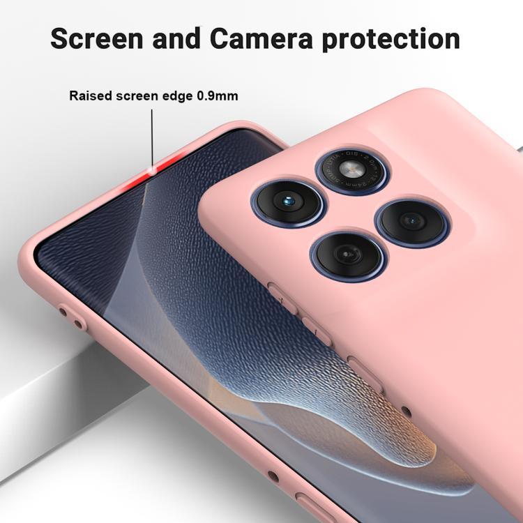 For Motorola Edge 60 Pro Solid Color Liquid Silicone Dropproof Full Coverage Phone Case(Pink)