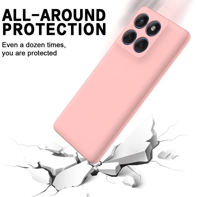For Motorola Edge 60 Pro Solid Color Liquid Silicone Dropproof Full Coverage Phone Case(Pink)