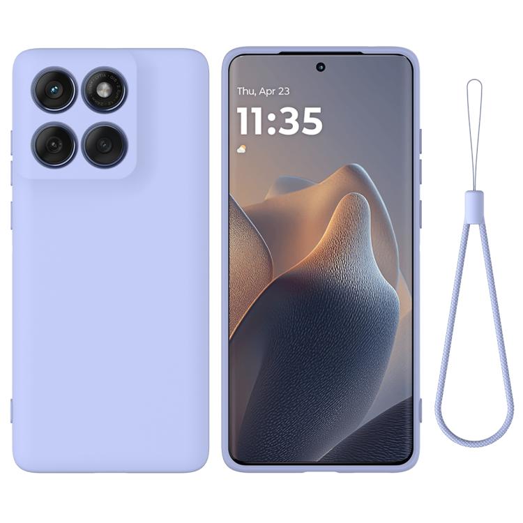 For Motorola Edge 60 Pro Solid Color Liquid Silicone Dropproof Full Coverage Phone Case(Purple)