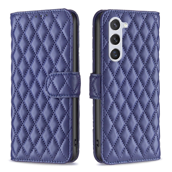 For Samsung Galaxy S25 5G Diamond Lattice Wallet Flip Leather Phone Case(Blue)