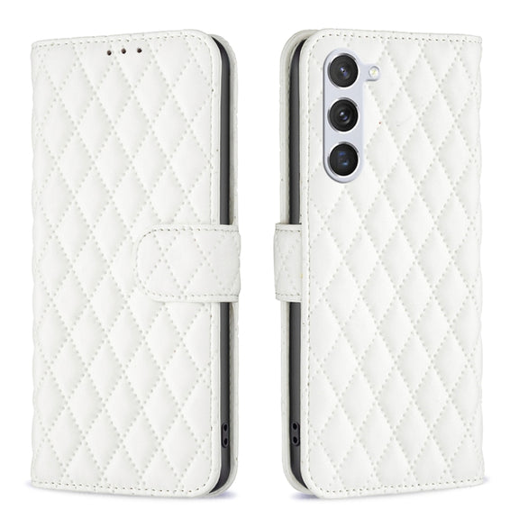For Samsung Galaxy S25 5G Diamond Lattice Wallet Flip Leather Phone Case(White)