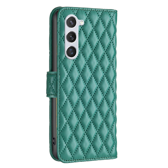 For Samsung Galaxy S25 5G Diamond Lattice Wallet Flip Leather Phone Case(Green)