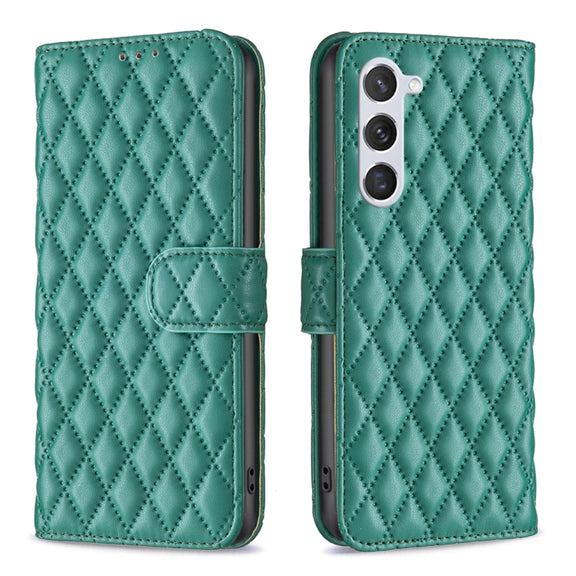 For Samsung Galaxy S25 5G Diamond Lattice Wallet Flip Leather Phone Case(Green)
