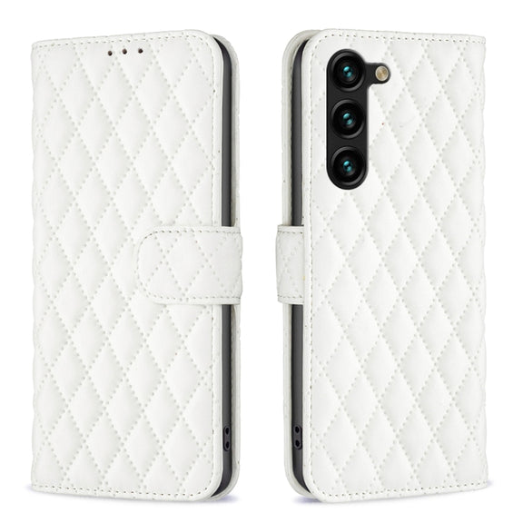 For Samsung Galaxy S25+ 5G Diamond Lattice Wallet Flip Leather Phone Case(White)