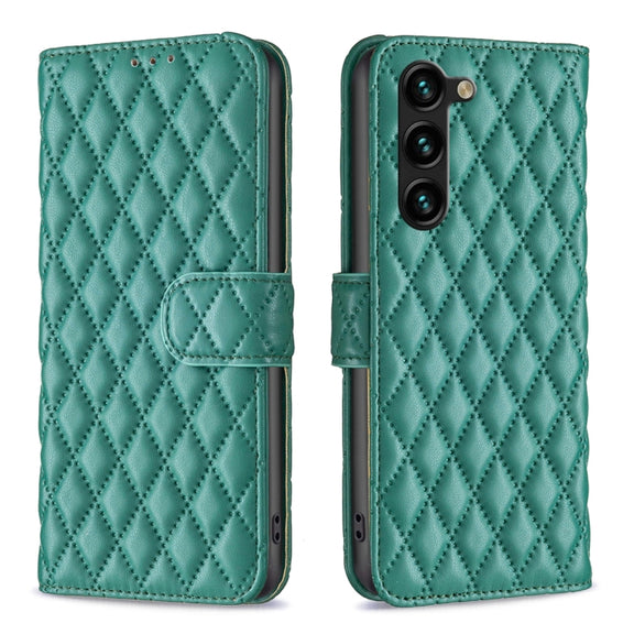 For Samsung Galaxy S25+ 5G Diamond Lattice Wallet Flip Leather Phone Case(Green)