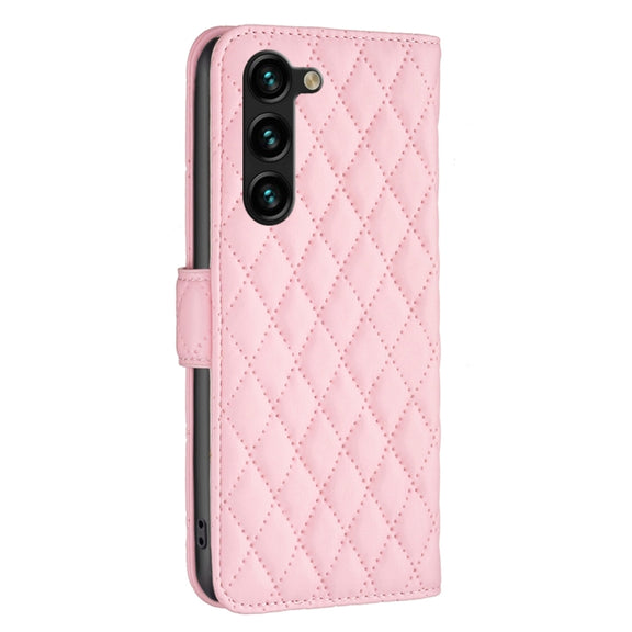 For Samsung Galaxy S25+ 5G Diamond Lattice Wallet Flip Leather Phone Case(Pink)