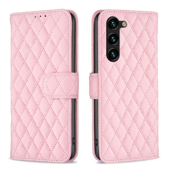 For Samsung Galaxy S25+ 5G Diamond Lattice Wallet Flip Leather Phone Case(Pink)