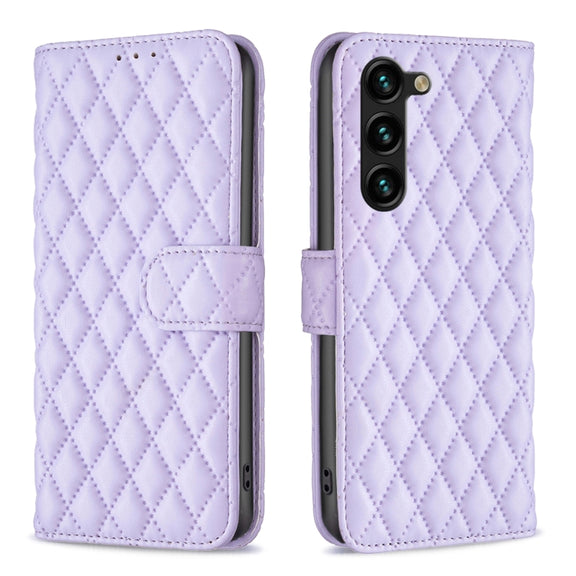 For Samsung Galaxy S25+ 5G Diamond Lattice Wallet Flip Leather Phone Case(Purple)
