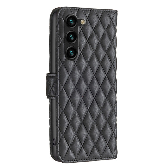 For Samsung Galaxy S25+ 5G Diamond Lattice Wallet Flip Leather Phone Case(Black)