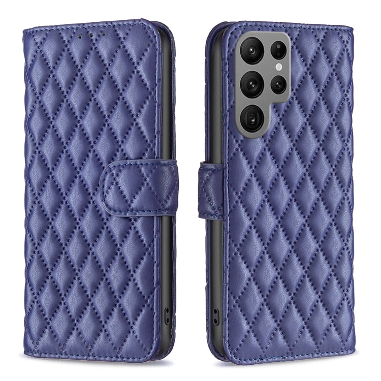 For Samsung Galaxy S25 Ultra 5G Diamond Lattice Wallet Flip Leather Phone Case(Blue)