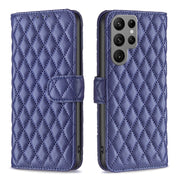 For Samsung Galaxy S25 Ultra 5G Diamond Lattice Wallet Flip Leather Phone Case(Blue)