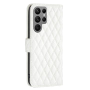 For Samsung Galaxy S25 Ultra 5G Diamond Lattice Wallet Flip Leather Phone Case(White)